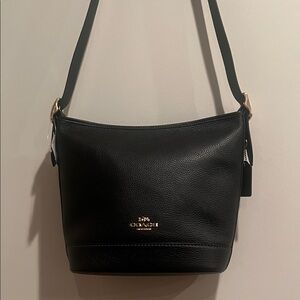 Coach Black Pebbled Leather Shoulder Bag NWT